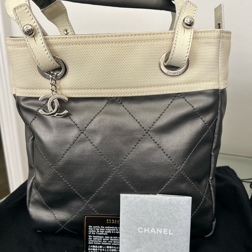 Chanel Black and Cream Quilted Tote